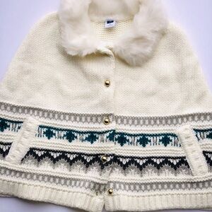 Janie and Jack knit printed poncho for babies girls NWT